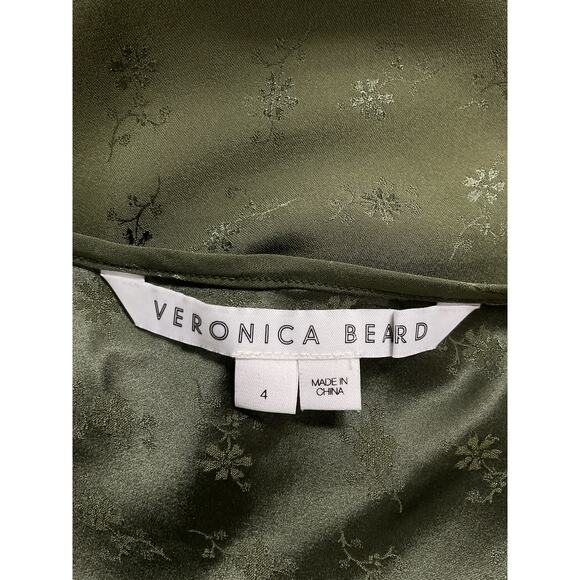 Veronica Beard 'Chapel' Green Silk Charmeuse Blend Dress Size 4 - Picture 4 of 5